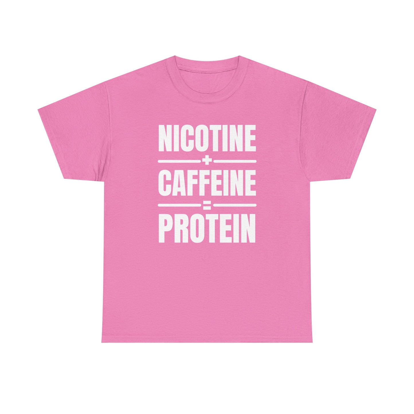Nicotine + Caffeine = Protein Unisex Heavy Cotton Tee