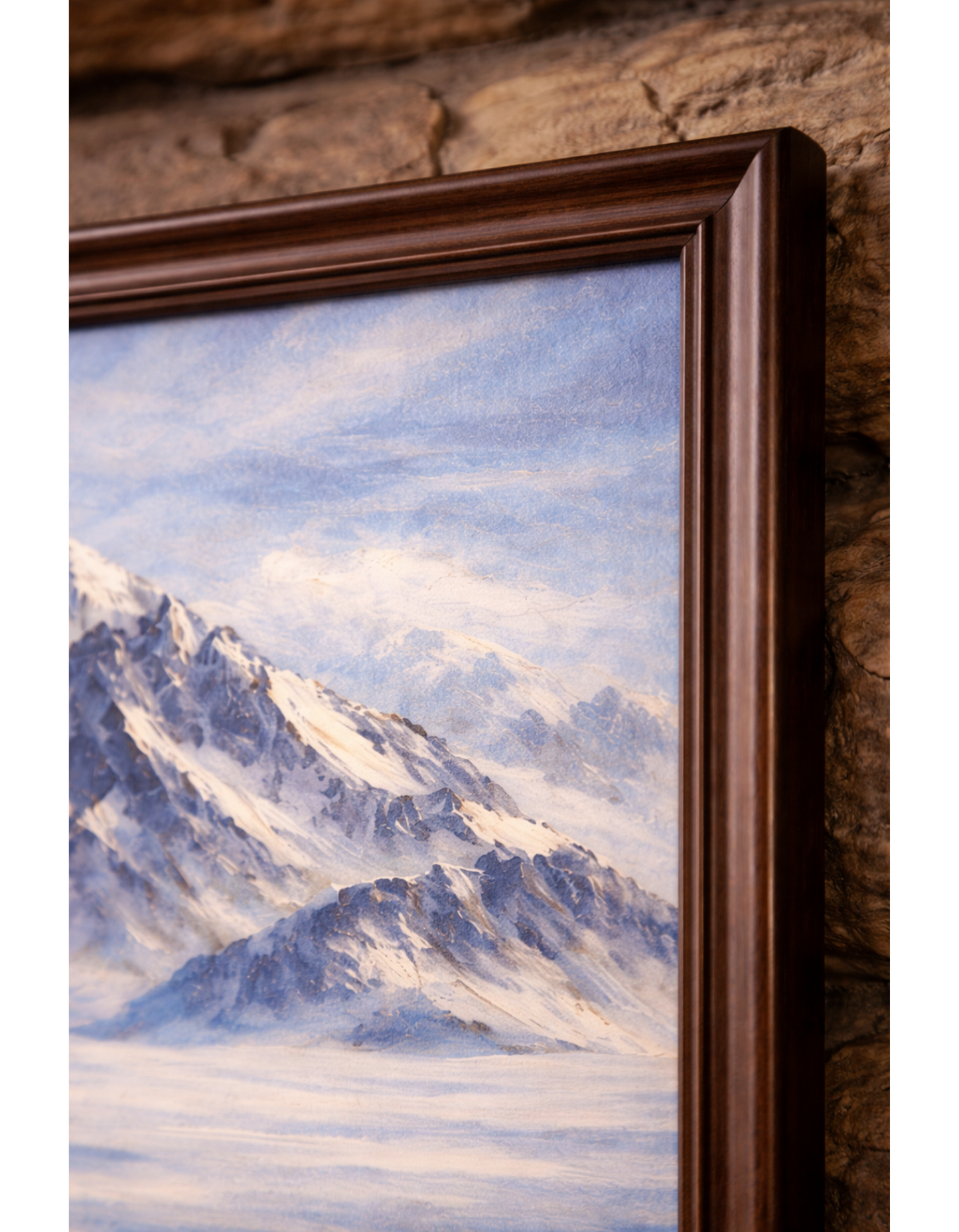 Penguin Walking Toward Mountain Satin Poster